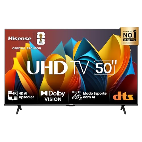 Hisense Smart TV UHD 4K DLED 50' Polegadas 50A6K com HDR10+ Dolby Vision Game Mode Controle por Voz Alexa Built-In AirPlay