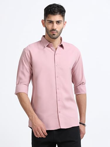 Image of Men's Solid Casual Shirt, Cotton Blend, Regular Fit, Spread Collar, Full Sleeve, Button Closure Perfect for Casual & Office Wear