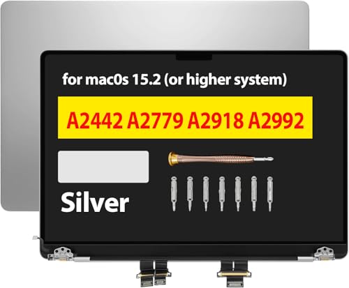 Image of 14.2 inch for MacBook Pro A2442 A2779 A2918 A2992 Retina M1 M2 M3 2021 2023 EMC 3650 EMC 8102 EMC 8304 EMC 8407 LCD Screen Replacement Display Full Top Complete Assembly 3024 x 1964 (Silver)