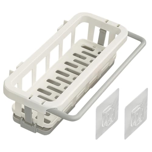 Gadpiparty Soporte para Esponja de Cocina Reutilizable Perforaciones, Organizador de Paños de Cocina en Abs Blanco para Almacenamiento Práctico