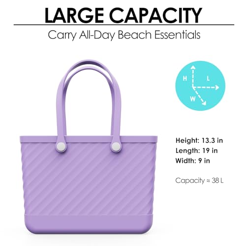 Beach Bag Rubber Tote for Women – Large Waterproof Sandproof Leakproof with Zipper Pocket for Travel Pool Boat Gym3