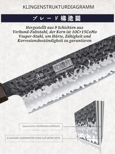 HOSHANHO Santoku Messer 18cm Kochmesser, Ultra Scharfes Santokumesser – Ansicht 2