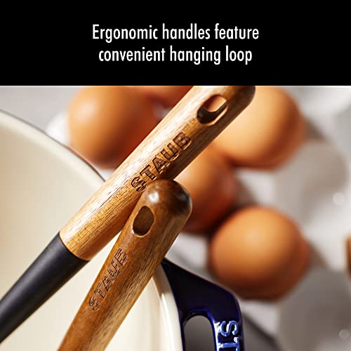 Staub Wok Spatula, Perfect For Scooping, Flipping, Stirring, And Turning Stir Fries, One Size, Durable Bpa-Free Matte Black Silicone, Acacia Wood Handles, Safe For Nonstick Cooking Surfaces #TOP6