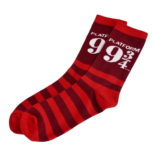 Elbenwald Harry Potter Socken Gleis 9 3/4 für Herren Damen Unisex Baumwolle Rot - 40-43
