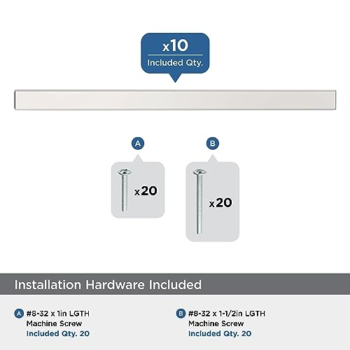 Image of Amerock 10 Pack 5-1 /16 inch Bar Pulls Square Polished Chrome Drawer Pull | 5-1 /16 inch (128mm) Center-to-Center Mounting Distance and 7-3 /8 inches Overall Length, Durable Zinc Cabinet Hardware