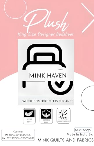 Image of 200 TC Cotton Bedsheet Set with 2 Pillow Covers | King Size Soft Breathable Wrinkle Free - Floral Printed Double Bedsheets | Bed Size 78x78x10 Inches | Pillow Covers Fit Up to 10 Inch
