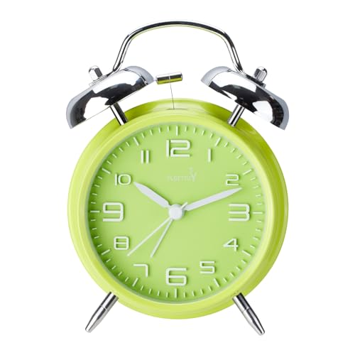 FLOITTUY (Loud Alarm for Deep Sleepers 4'' Twin Bell Alarm Clock, Stereo Digital Dial Alarm Clock with Backlight for Bedroom and Home Decoration(Lime Green)