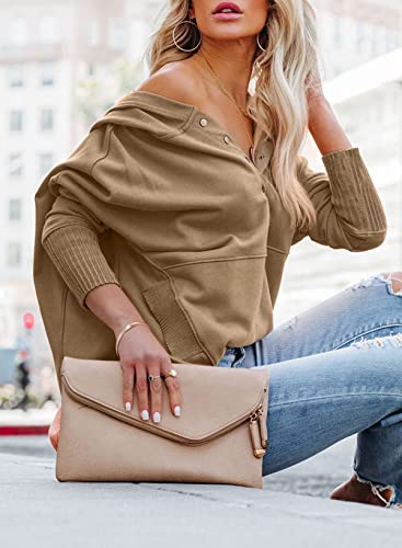 Image of PRETTYGARDEN Women's Casual Long Sleeve Zipper Sweatshirt Drawstring Loose Quarter Zip Pullover Tops with Pockets
