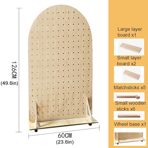Movable Wooden Pegboard Organizer Stand - Decorative Freestanding Display Rack for Garage & Home Storage Solutions, Versatile Wall-Mounted System