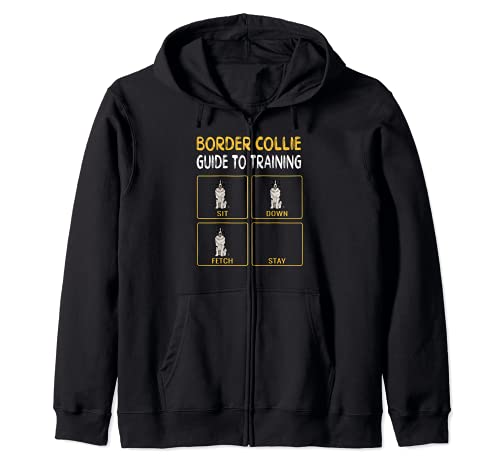 Funny Border Collie Guide To Training Dog Obedience Trainer Zip Hoodie, Black, S