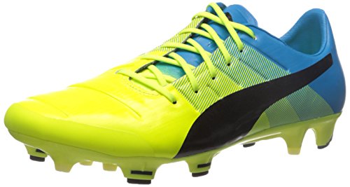 Puma Men's Evopower 1.3 Firm Ground Sneaker, Safety Yellow/Black, 7.5 M US