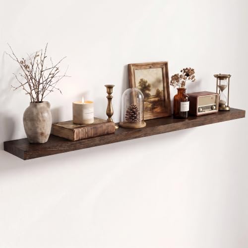Image of Fun Memories 48 inch Elm Wood Floating Shelves for Wall, Walnut Finish, 1 Pack
