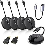 YUYUNLOMN Wireless HDMI Four Receivers and Transmitter,165FT/50M,Splitter Plug and Play,Wirelessly Simultaneous Expansion to Multi-TVs,1080P Full HD for Streaming from Laptop,Camera,PC to TV/Projector