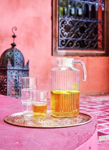 Image of Martvia Premium Juice and Water Glass Pitcher jug with Lid 2 Liter Romantic Style jugs with Handle Pitcher for Serve Water, Milk Juice, Lassi, Cocktail, Ideal for Gift Beverage Carafes (NP - 24)