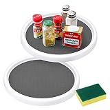 platos giratorios para alinear 💎[Diseño Giratorio] - El porta especias gira 360 grados y le permite organizar y tener un fácil acceso a los frascos de especias. Las botellas de vinagre y aceite siempre son claramente visibles en el plato giratorio. Con su diseño giratorio, puede acceder fácilmente a los condimentos que desee.