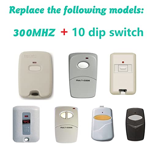 2 Replacement for Multicode Linear 3089 Garage Gate Door Opener Remote Transmitter,308911,MCS308911,10 dip Switch 300mhz,Grey - Image 3
