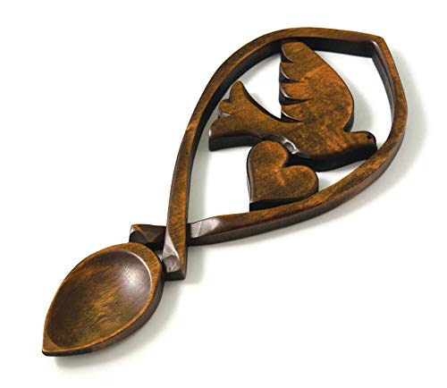 Cadwyn Welsh Love Spoons Brown Dove Of Peace Welsh Love Spoon - Lovespoons Hand-Carved In Wales