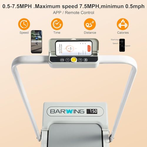 Image of BARWING Foldable Incline Walking Pad 3.0 /3.5 HP Treadmills for Home, 7.5 /8.5 MPH Under Desk Treadmill with Handles, Foldable Treadmill with Quiet Brushless, 330 LBS Weight Capacity