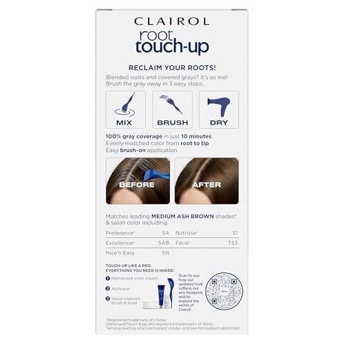 Clairol Root Touch-Up by Nice\'n Easy Permanent Hair Dye, 5A Medium Ash Brown Hair Color, Pack of 1