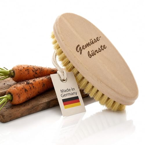 Gemüsebürste Holz mit Naturborsten Nachhaltige Kartoffelbürste aus Buchenholz Ökologische Holzbürste zum Gemüse & Obst Waschen Robust & Langlebig Made in Germany