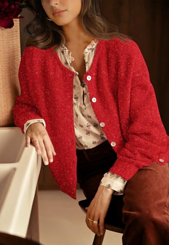Image of PRETTYGARDEN Long Sleeve Crewneck Button Down Womens Sweaters Fall Open Front Chunky Cardigan Sweaters for Women 2026