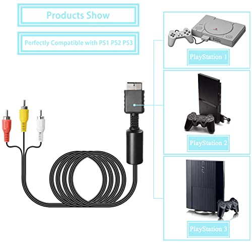 Jinhezo Playstation 3 Audio Video Cables - Game Console Component Accessories Connection Cord, Rca Av To Tv Cable For Playstation, Ps 1, Ps 2, Ps 3, Slim 2, Slim 3, 6 Feet 1 Pack (Not Hdmi) #TOP1