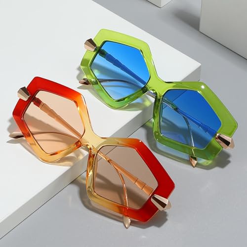 Metal Alloy Irregular Leg Sunglasses Ladies Women Fashion Geometry Polygon Eyeglasses Uv4003