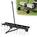 40" Tow Behind Dethatcher, Pull Behind Lawn Dethatcher with 20 Rust-Proof Tines & Heavy-Duty Tires, Tow Behind Rake for Yard & Garden Thatch and Dead Grass Removal, Fits Lawn Tractors, ATV, UTV, Black