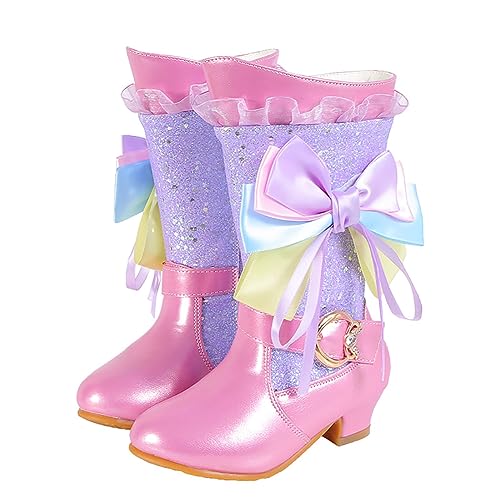 Girls Winter Low Heels Glitter Princess Boots Bowknot Warm Fur Boots - Main Image