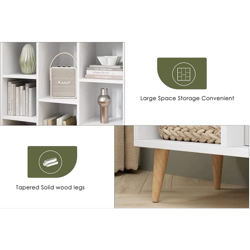 Itusut Floor Display Cabinet, Open Shelf Bookcase With Legs, 8 Cube Storage Organizer, Home Office Furniture Bookcase, Side Cabinet For Small Space, Bedroom, Living Room, Office #TOP6