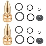 Feekoon 2 Pack Brass Adjustable Nozzle Compatible with Roundup 181538, All Brass Screw on Cone Nozzle Repair Kit with Gaskets and O Shaped Rings Compatible with Roundup/Scotts/Grab & Go/Smith Sprayer