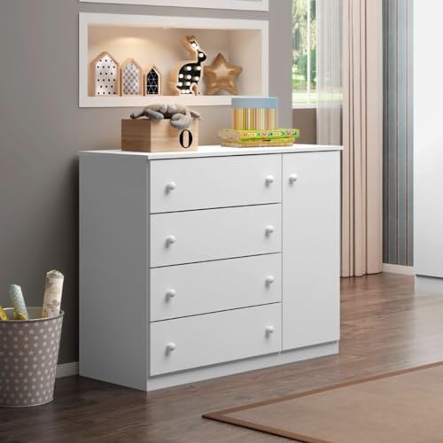 Cômoda Infantil Helena 01 Porta e 04 Gavetas Branco Phoenix