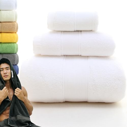 Onuia Towels 800 GSM Egyptian Cotton 2026 New Luxury Bath Towels 3 Packs Luxury Large Bath Towel Set Ultra Soft Absorbent Quick Dry Premium Hotel Bathroom Towels (White)