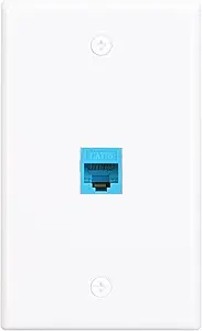 1 Port Ethernet Wall Plate,Cat6 Wall Plate with RJ45 Keystone Coupler Female to Female,Easy-install Solution for Data Cable Connections(1 Pack)