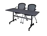 Regency Kobe 60 x 30 in. Flip-Top Training Nesting Table- Grey, 2 Cadence Nesting Chairs