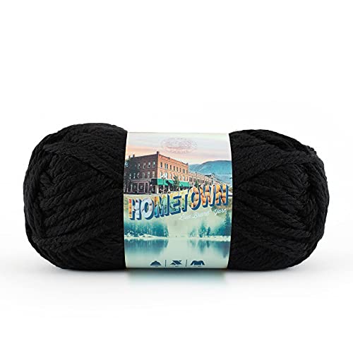 Image of Lion Brand Yarn Hometown Yarn, Super-Bulky Yarn for Knitting, Crocheting, and Crafting, 1 Pack, Oakland Black | Super Bulky Acrylic Fiber for Warm Crochet Blankets, Knit Winter Hats, Chunky Cardigans, Soft Scarves, Weaving