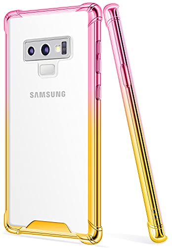 SALAWAT Galaxy Note 9 Case, Clear Cute Gradient Slim Phone Case Cover Reinforced TPU Bumper Hard PC Back Shockproof Protective Case for Samsung Galaxy Note 9 (Pink Gold)
