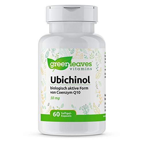 Preisvergleich Produktbild Greenleaves vitamins - Ubichinol 60 Softgel-Kapseln 50 mg aktive Form van Coenzym Q10