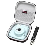 XANAD Hard Case Compatible with Fujifilm Instax Mini 12/11 / 10/9 / 8/7 / 7+ / EVO and for Fujifilm Instax Mini 99 Instant Camera with Shoulder Strap(Black+Grey)