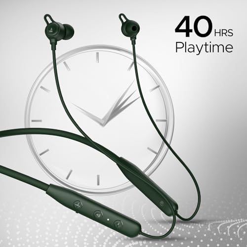 Image of boAt Rockerz 109 Bluetooth Neckband with 40 hrs Playback,ENx Technology, Beast Mode (60ms), Magnetic Buds, Dual Pairing, ASAP Charge, IPX5 Water Resistance(Fern Green)