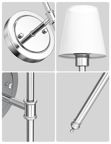 Image of DORESshop Battery Operated Wall Sconce Set of 2, Wireless Wall Light Easy to Install, 7 Color Rechargeable Wall Sconces, Sconce Wall Decor Set of 2 for Bedroom, Living Room, Chrome, 24.6in