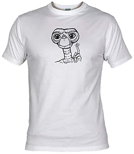 Camisetas EGB Camiseta Et el Extraterrestre Adulto/niño ochenteras 80´s Retro (Blanco, XL)