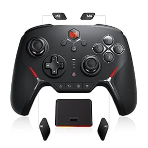 PC Gaming Controller, Wireless Controller with Custom Button, 6-Axis Gyro, Dual Shock, Macro, Turbo, Bluetooth Game Controller for Windows 10/Android/iOS/PC