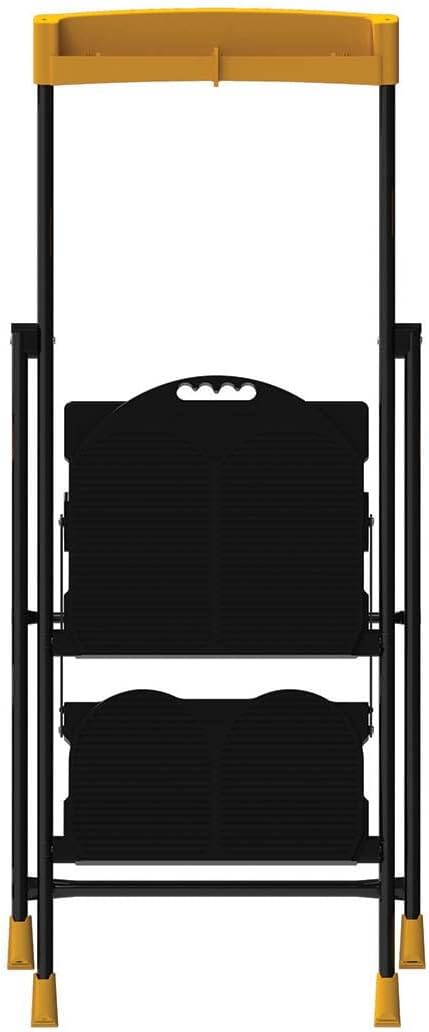 Metaltech E-SLC2YW 2-Step Pro Steel Step Stool Type I with Utility Tray, Compact Folding Step Stool for Home Improvement, 250-lb Capacity Collapsible Stool with Safety Rail and Utility Tray