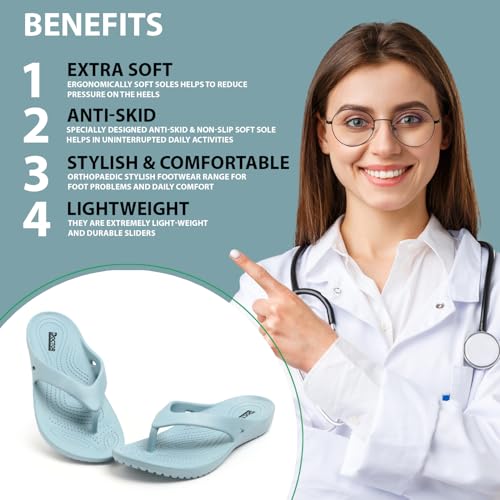 Image of DOCTOR HEALTH SUPER SOFT Women Ultra Soft Cushion Footbed Slipper | Comfortable Light Weight Waterproof Slippers |Adult Flip Flops Mild Acupressure | All Day Wear