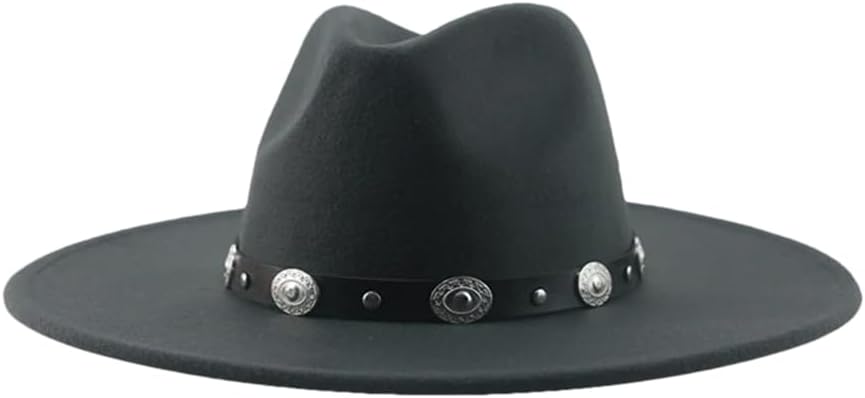 Fedoras Hats for Women Panama Wide Brim Big Size Belt Casual Formal Men Caps Sombreros Dark gray9 56-58cm(Adults)