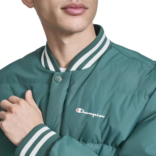 Champion Men's Varsity Bomber Puffer Jacket, Rainforest, Medium - image 2
