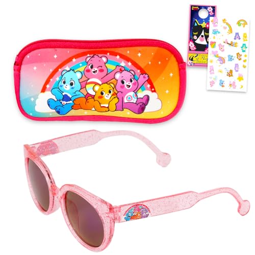 Care Bears Sunglasses for Kids Set - Bundle with Pink Toddler Sunglasses with Glasses Case for Girls, Kids Plus Stickers, More | Care Bears Accessories for Toddler Girls
