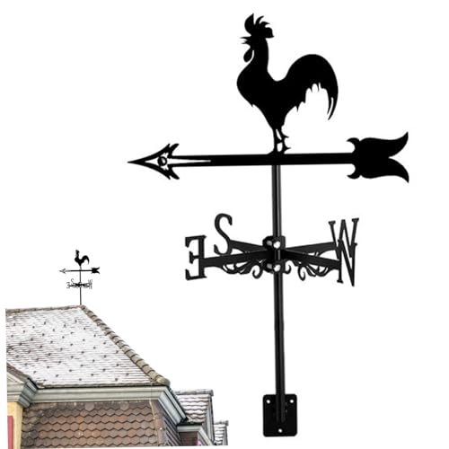 Camino del Clima Monte del Techo de la Forma del Animal Weathervane Viento Decorativo Viento de Viento de 13x22 Pulgadas Indicador de dirección del Viento para la Granja del jardín del Patio, Gallo,