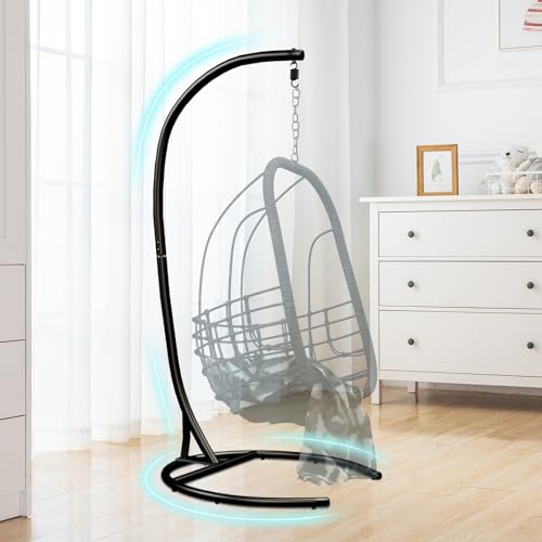 Hammock Stand Only Hammock Chair Stand Only Hanging Chair Stand Only Swing Stand Frame Outdoor Indoor Egg Chair Stand Only C Stand for Hanging Chair Swing Porch Heavy Duty (C Type)